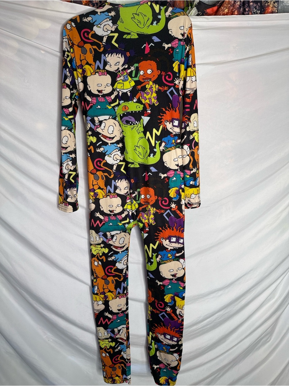 Womens Black Multicolor RUGRATS-Print One-Piece Pajama - Picture 5 of 8